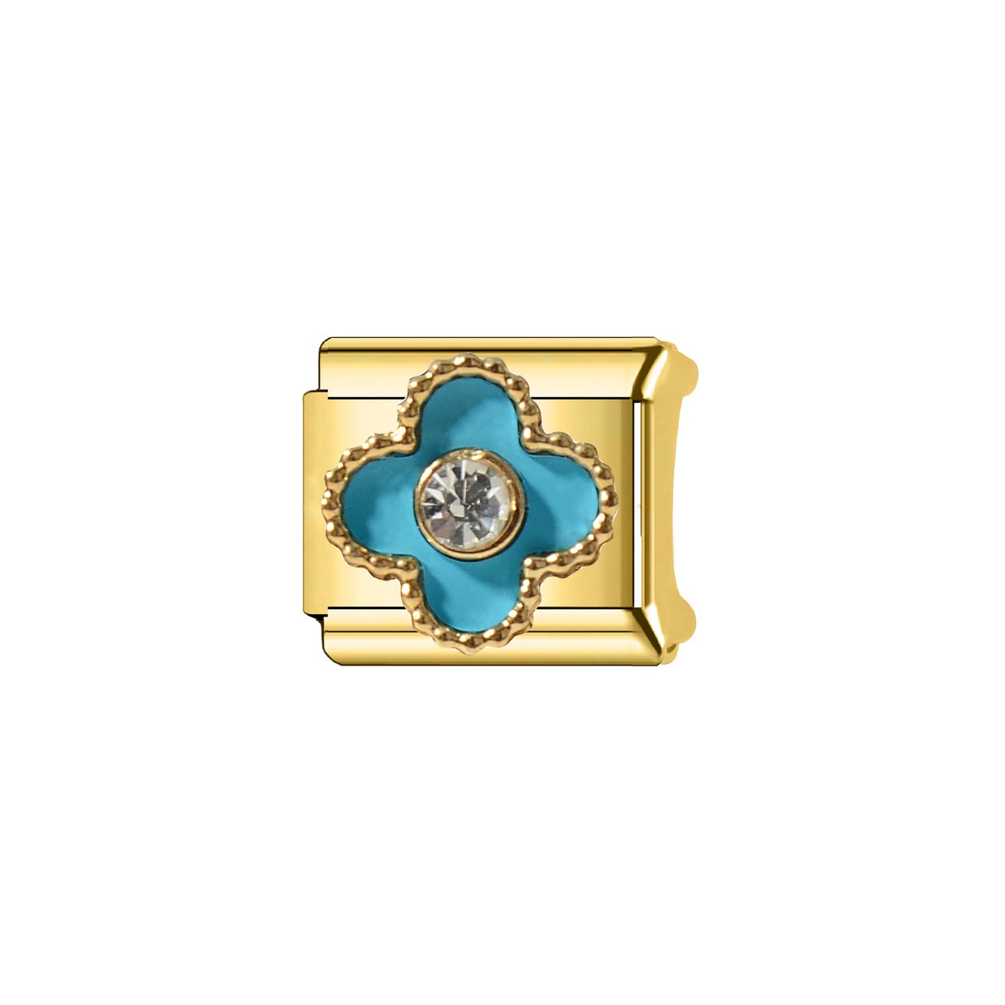 Bracciale modulare in acciaio inossidabile placcato con strass floreali dolci