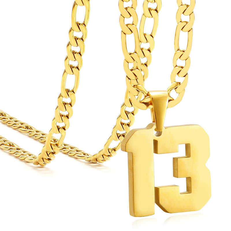 Minimalist Numeric Pendant Necklace for Men and Women Stainless Steel Chain with Polished Titanium Steel Charm
