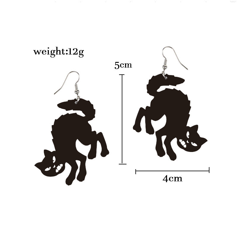 Lindos Pendientes de Gato de Dibujos Animados para Mujer Pendientes Acrílicos de Halloween con Diseño Animal Juguetón y Estilo Personalizado