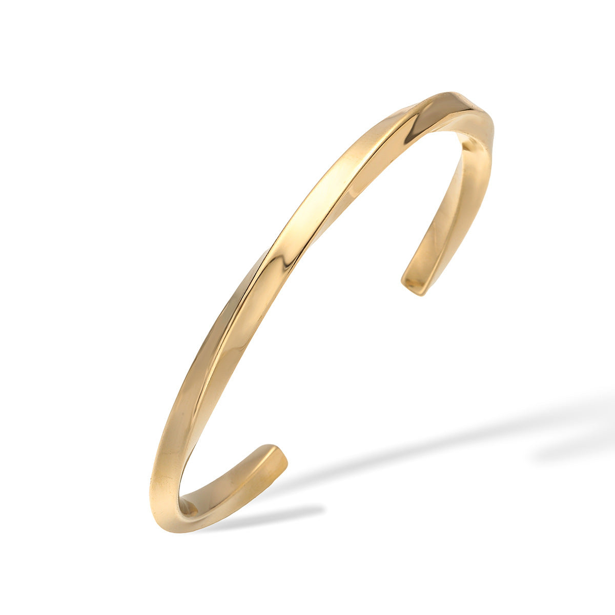 Bracciale a cerchio aperto geometrico minimalista da donna in acciaio inossidabile placcato oro 18K
