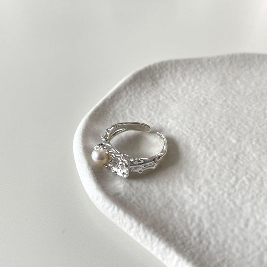 Anello aperto geometrico minimalista in argento sterling 925