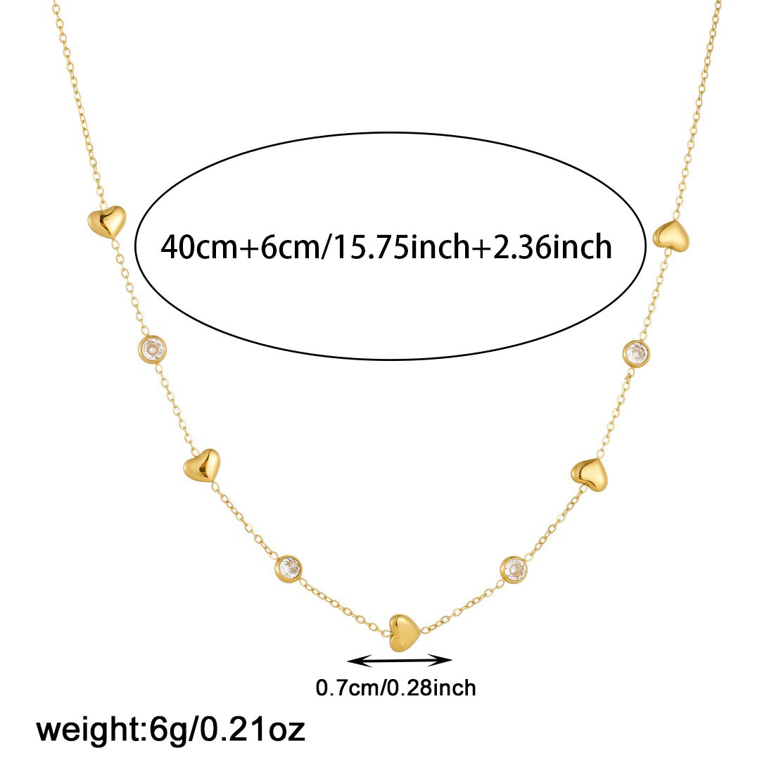 Minimalist Luxury Heart Shaped Gold Plated Rhinestone Inlay Stainless Steel Pendant Necklace for Women