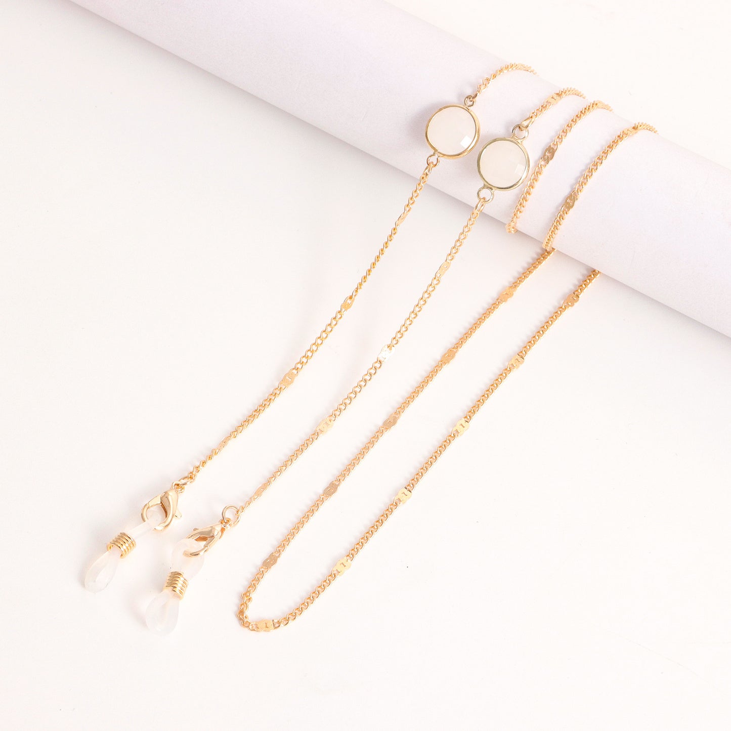 Colorful Imitation Pearl and Cubic Zirconia Inlaid Alloy Mask and Eyeglass Chain