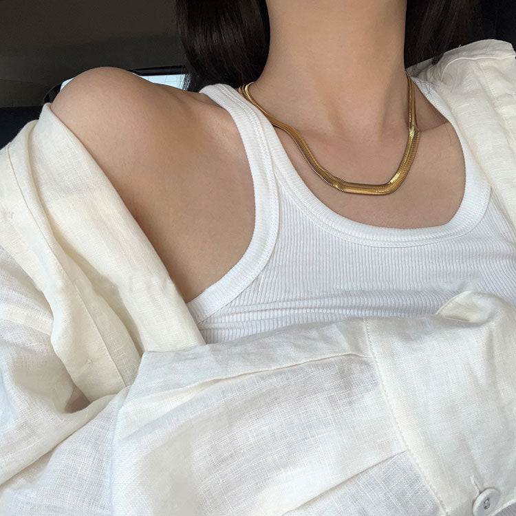 Collar unisex de cadena de serpiente extra ancha de titanio con chapado en oro de 18K estilo Hip Hop