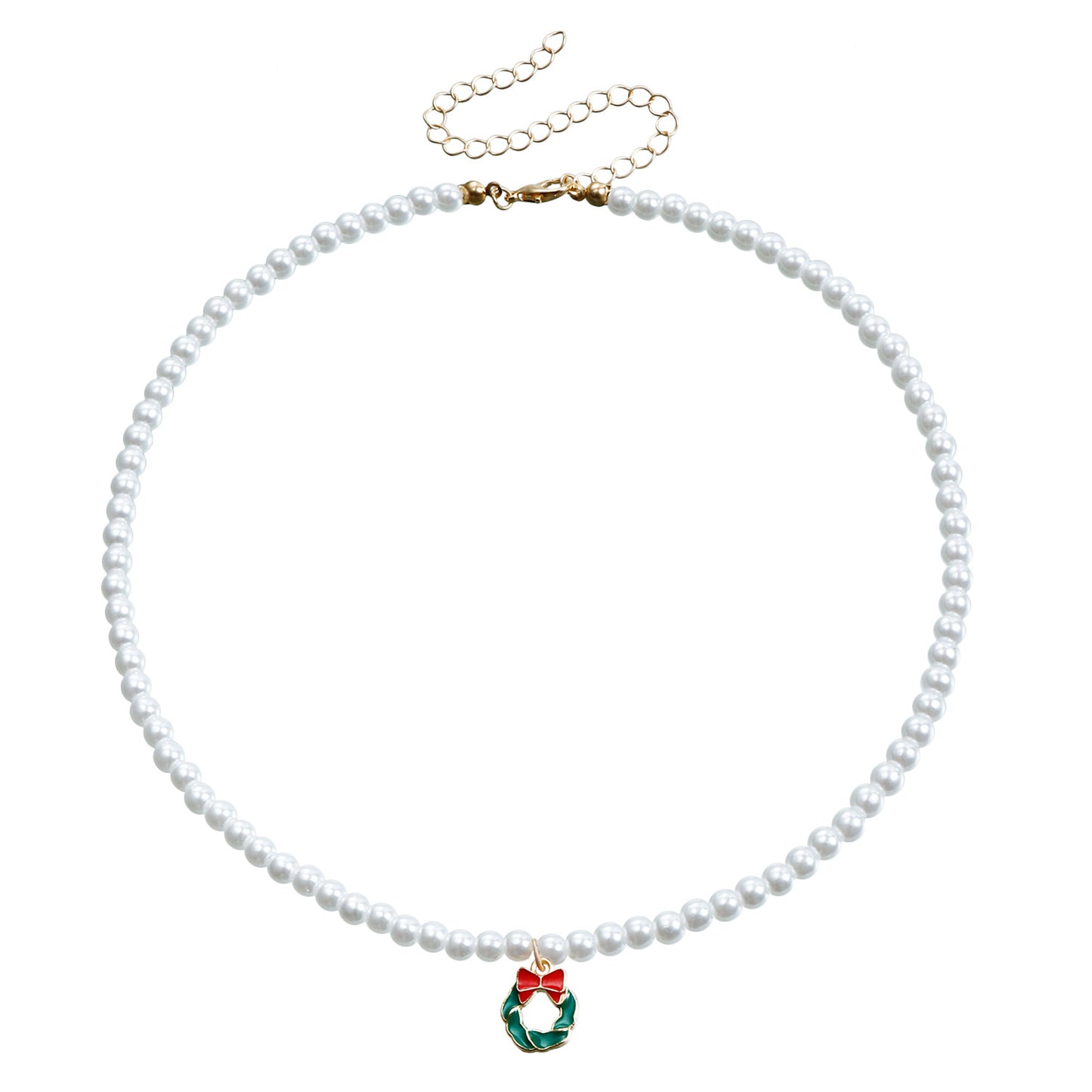 Minimalist Geometric Snowflake Pendant Necklace with Enamel Finish and Pearl Chain for Women
