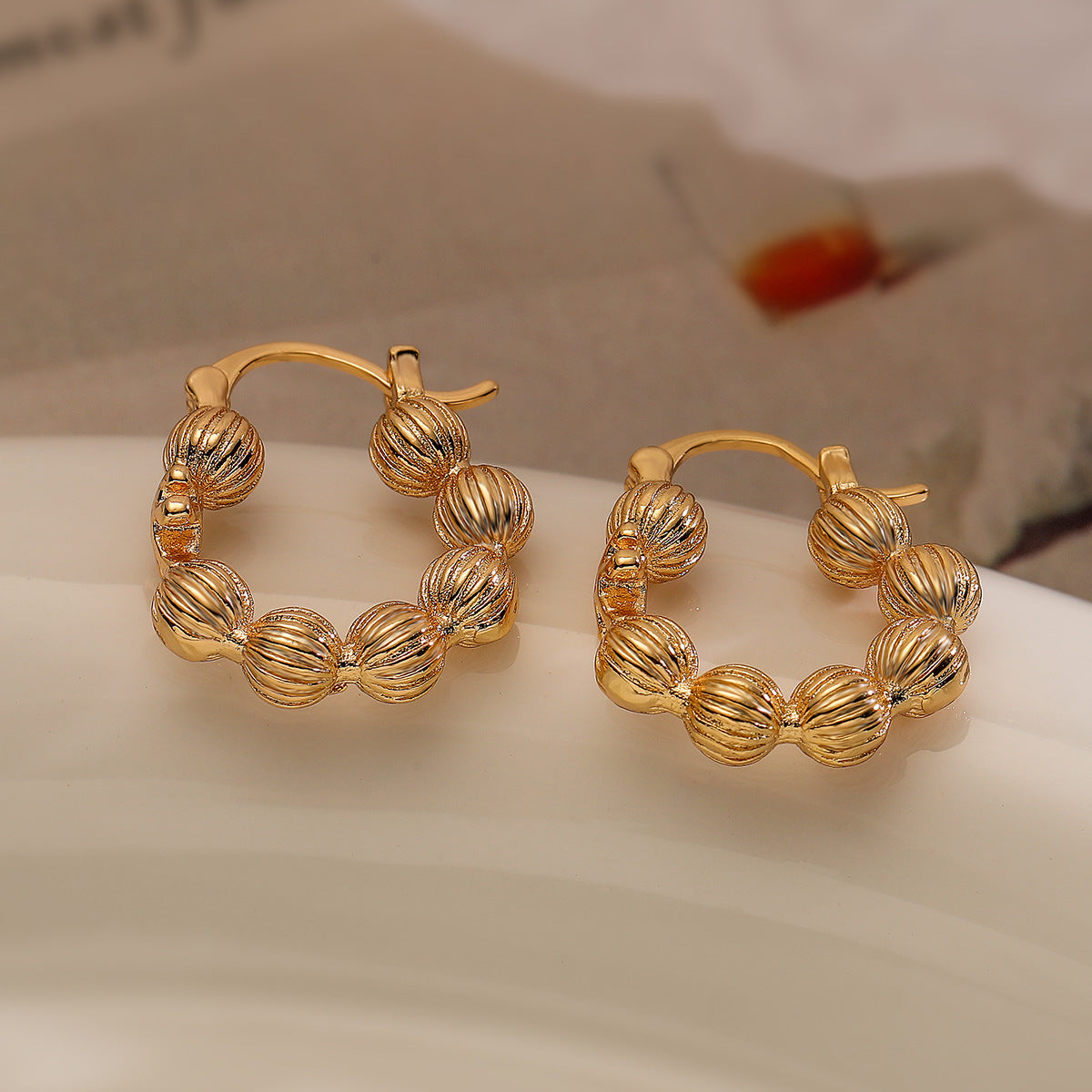 Minimalist Geometric Copper Earrings with Gold Plating for Women, Irregular Shape Fashion Ear Jewelry