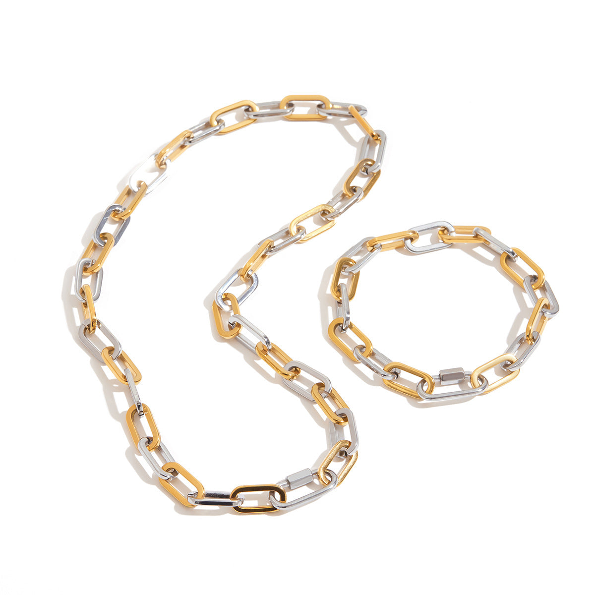 Minimalist Geometric Titanium Steel Pendant Necklace with Plated Finish for Women, Hypoallergenic Stainless Steel Clavicle Chain