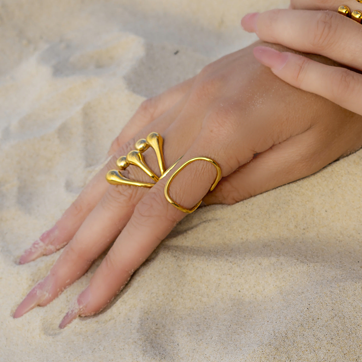 Floral-Shaped Stainless Steel Ring with Plating Finish for Women Fashionable and Elegant Statement Jewelry