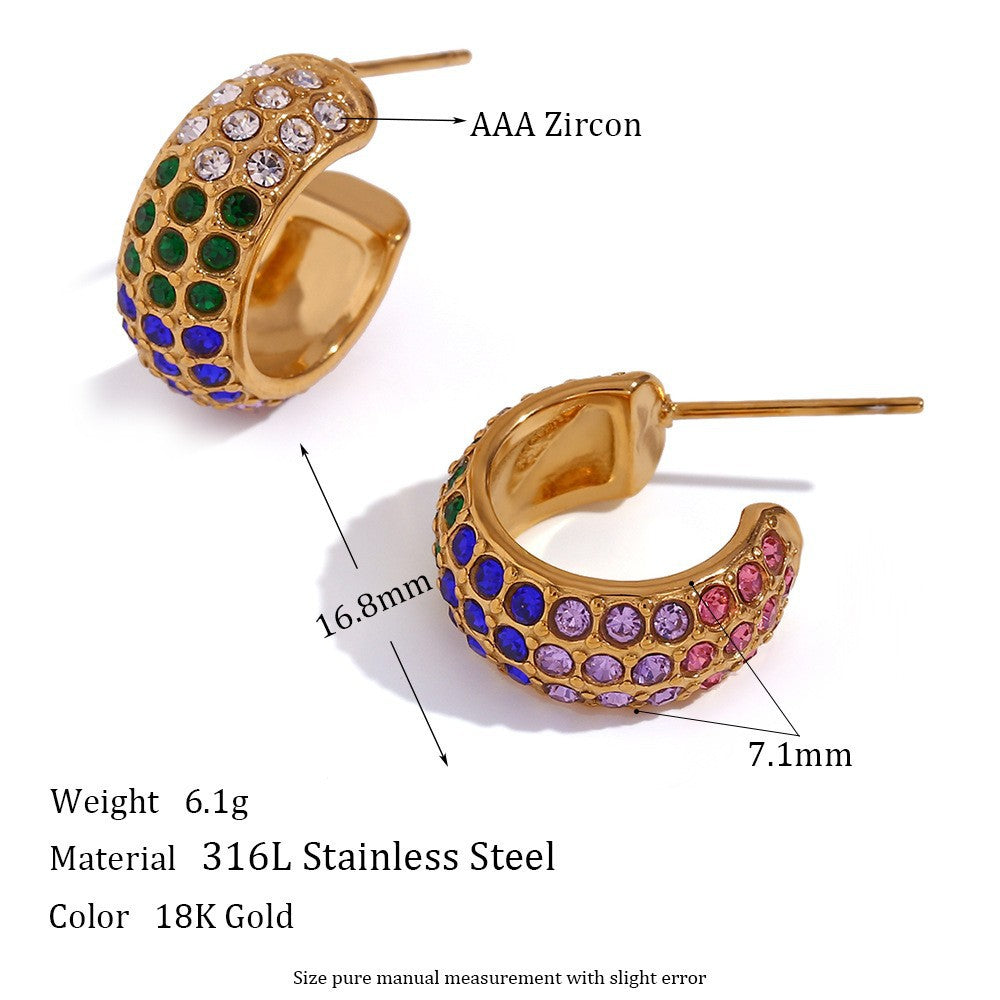 Pendientes minimalistas de acero inoxidable con forma de corazón vintage, chapado en oro de 18 quilates y detalles geométricos