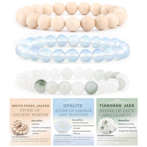 Ethnic Natural Stone Beaded Bracelet Set Round Tiger Eye Gemstone Handmade Unisex Jewelry