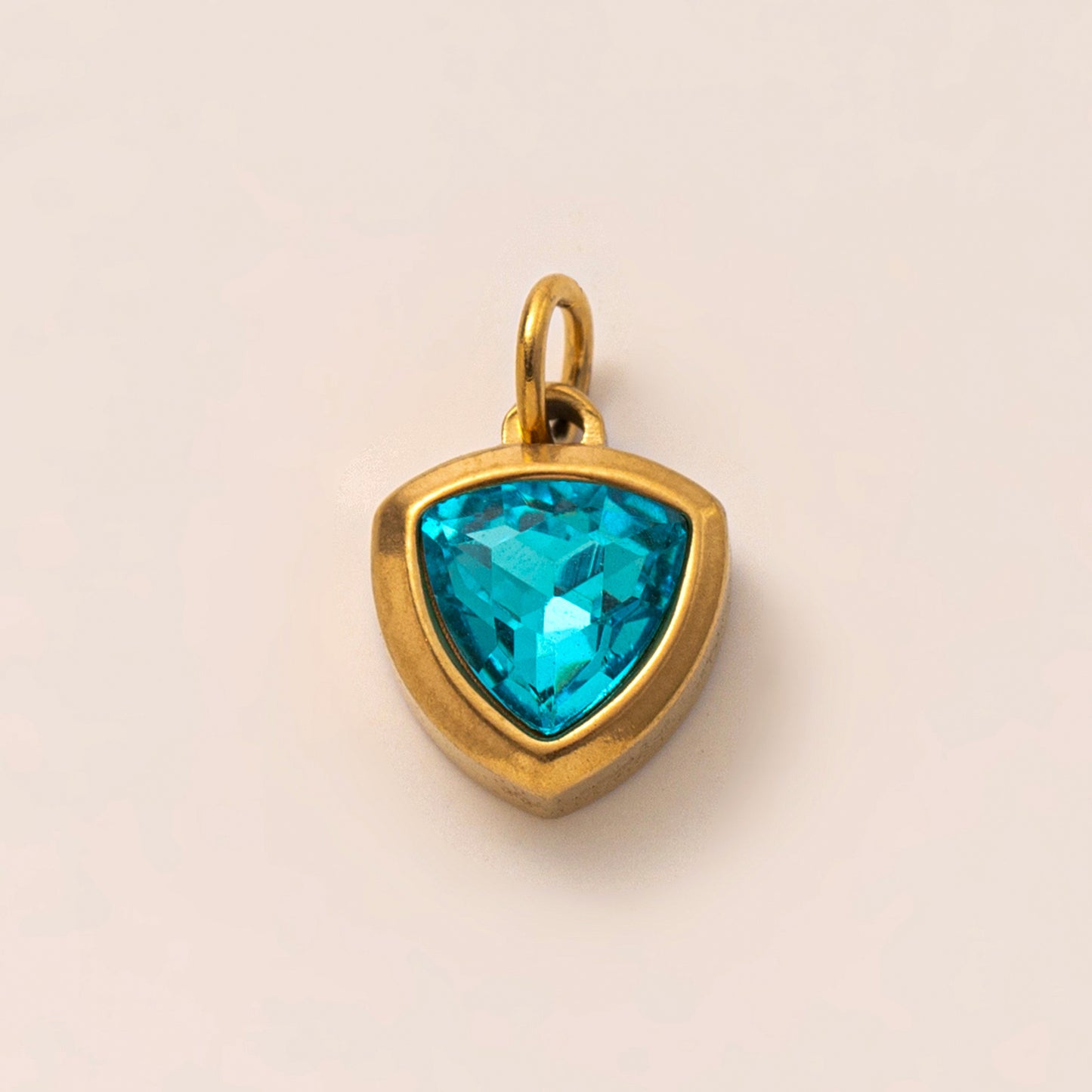 Minimalist Geometric 18K Gold Plated Titanium Steel Charm Bar with Rhinestone Inlaid Stainless Steel Birthstone Pendant for Women