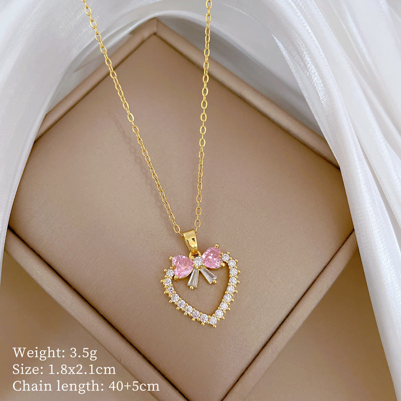 Collana Geometrica con Cielo Stellato da Donna con Strass Micro-Incastonati in Acciaio al Titanio, Stile Dolce, Fresco e Minimalista