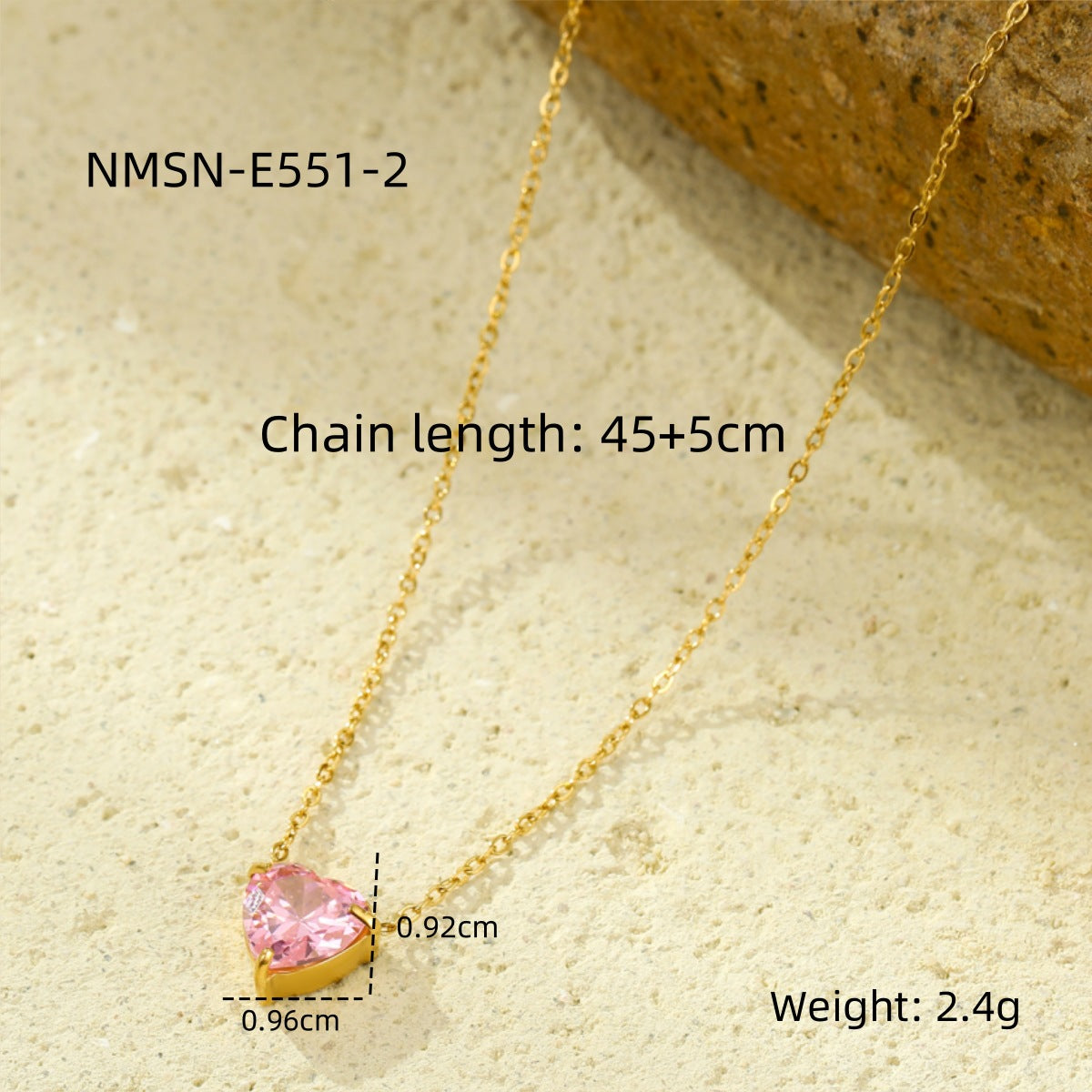 Minimalist Heart-Shaped Stainless Steel Pendant Necklace with Rhinestone Inlay and 18K Gold Plating for Women