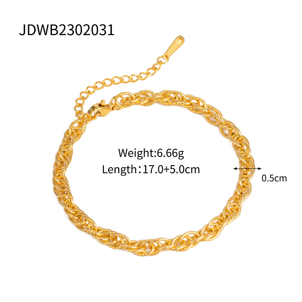 Bracciale con Chiusura OT Geometrica Ovale a Occhio di Demone in Acciaio al Titanio con Finitura Placcata per Donna