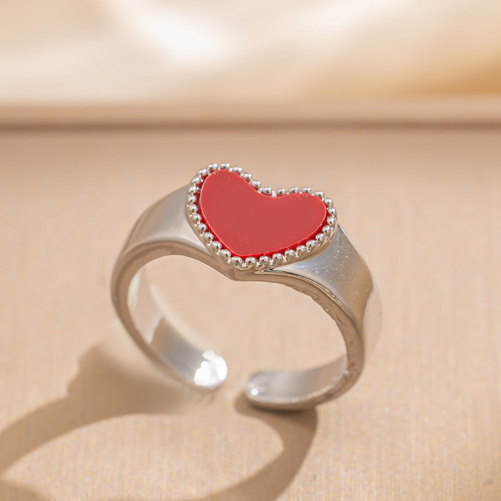 Luxury Minimalist Adjustable Open Ring for Women with Gold-Plated Copper Band and Zircon Stone Accent in Heart and Floral Shape