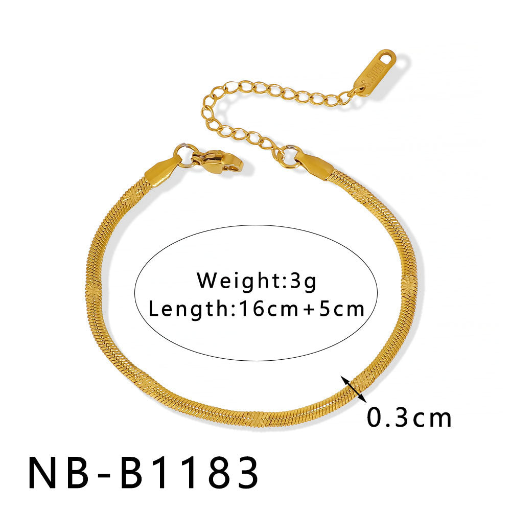 INS Style Geometric and Letter-Shaped Titanium Steel Stainless Steel Bracelet with 18K Gold Plating for Couples