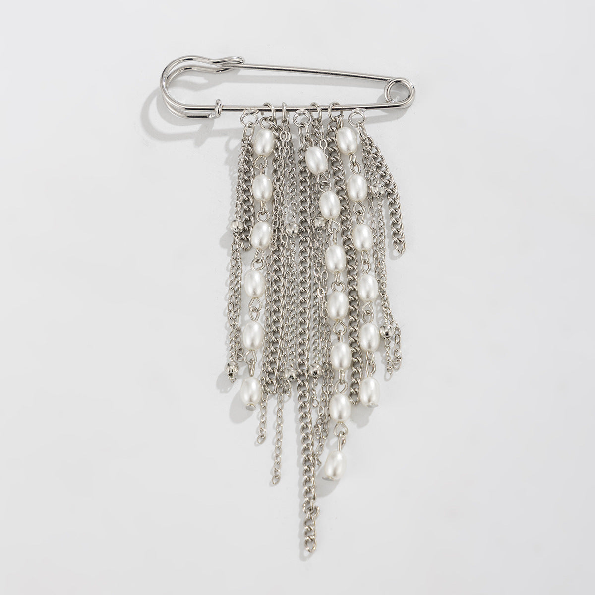 Minimalist Elegant Star Plated Iron Brooch with Tassel Chain for Women