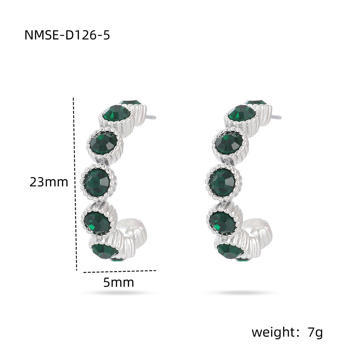 Pendientes de botón de acero titanio con forma de C geométrica a la moda, con punta de diamantes de imitación y acabado chapado, para mujer