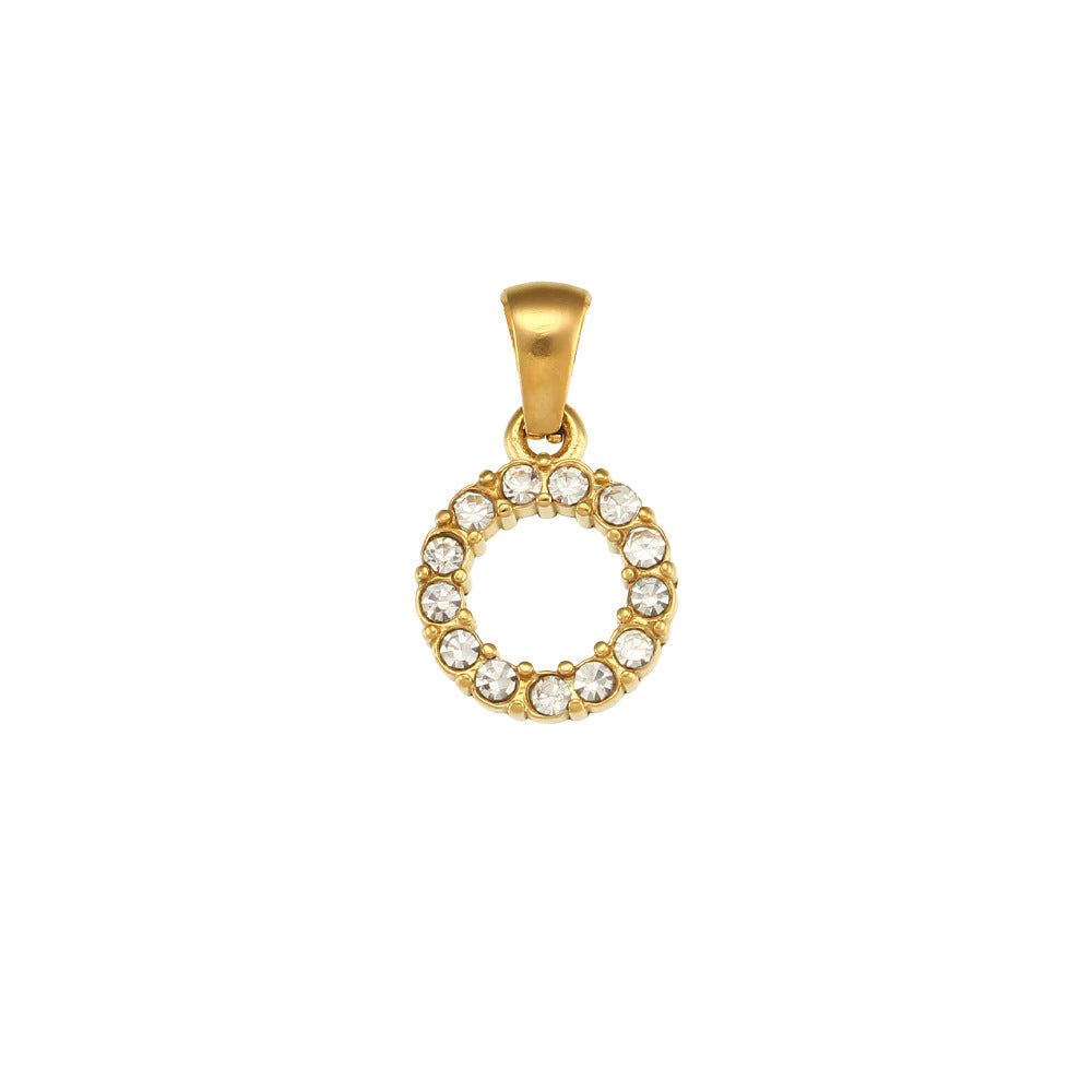 Minimalist Letter Pendant Necklace Stainless Steel with 18K Gold Plating Micro-Pave Zirconia and Pearl Accents