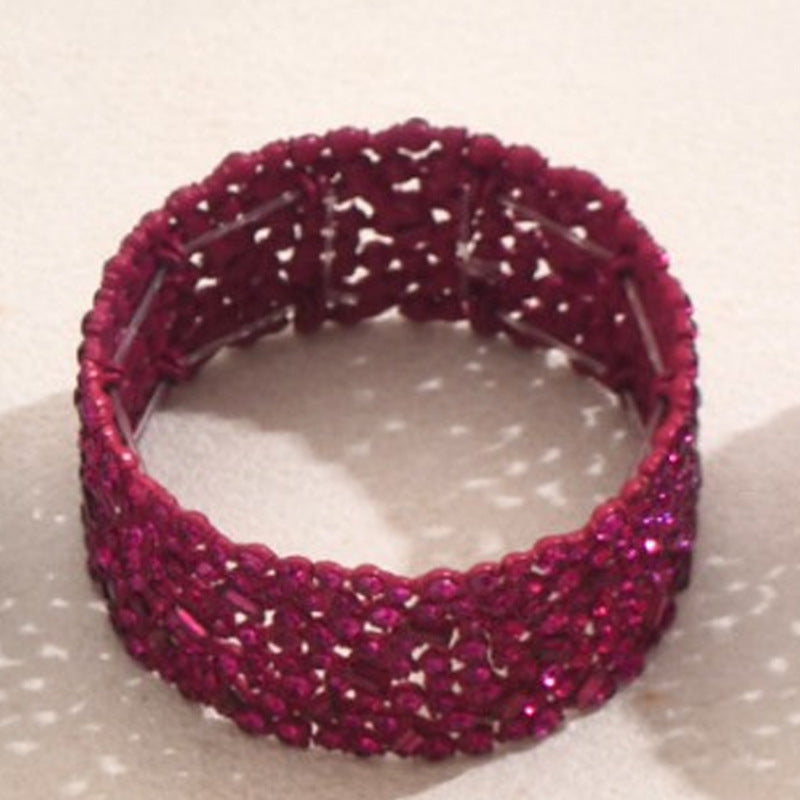 Set di bracciali da donna in lega di zinco con intarsi in strass, stile geometrico minimalista e polsino ampio
