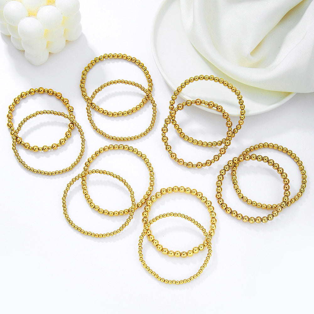 Minimalist Geometric Round Acrylic Beaded Stretch Bracelet Set