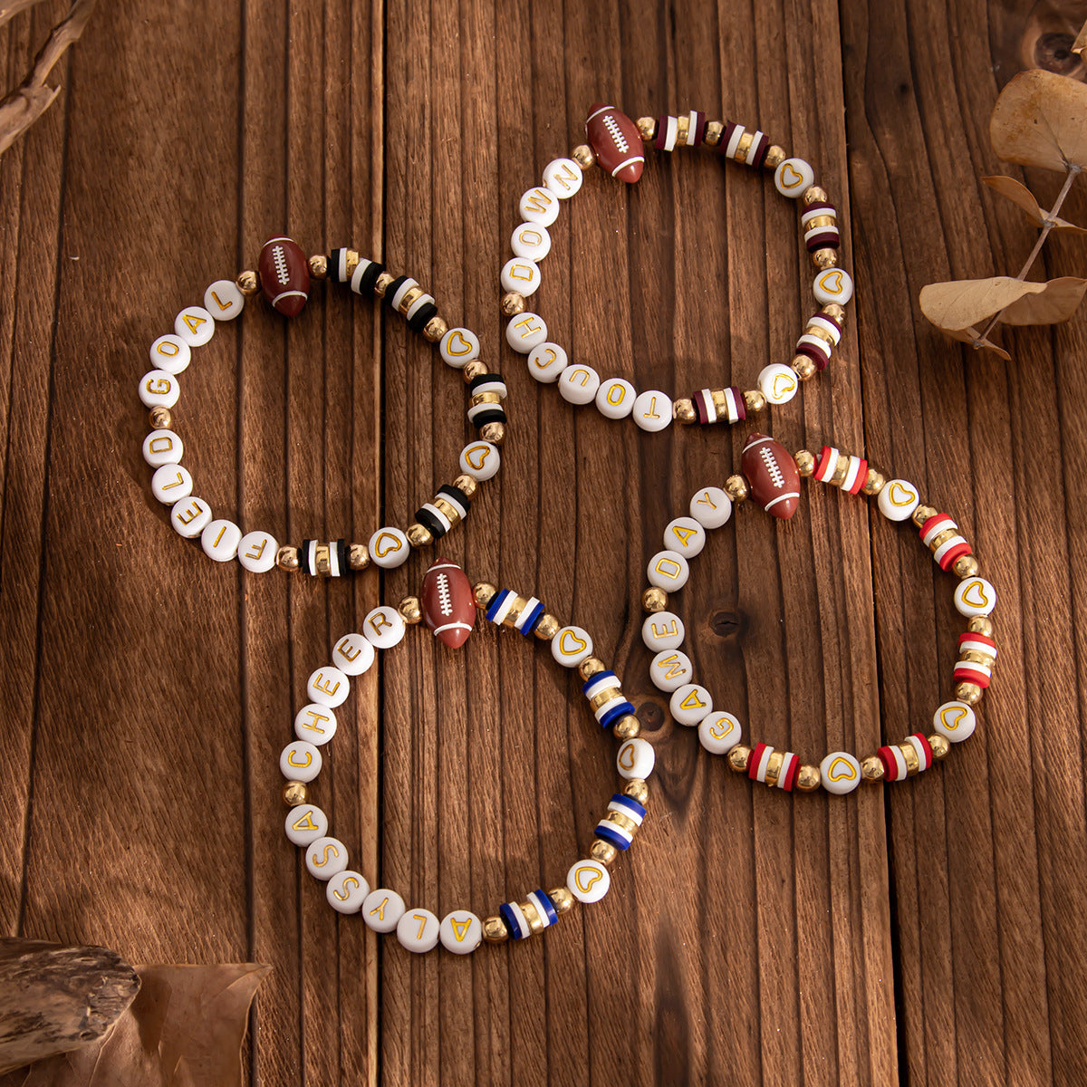 Personalized Letter Shape Acrylic and Polymer Clay Pendant Bracelet Set with Enamel Finish for Women