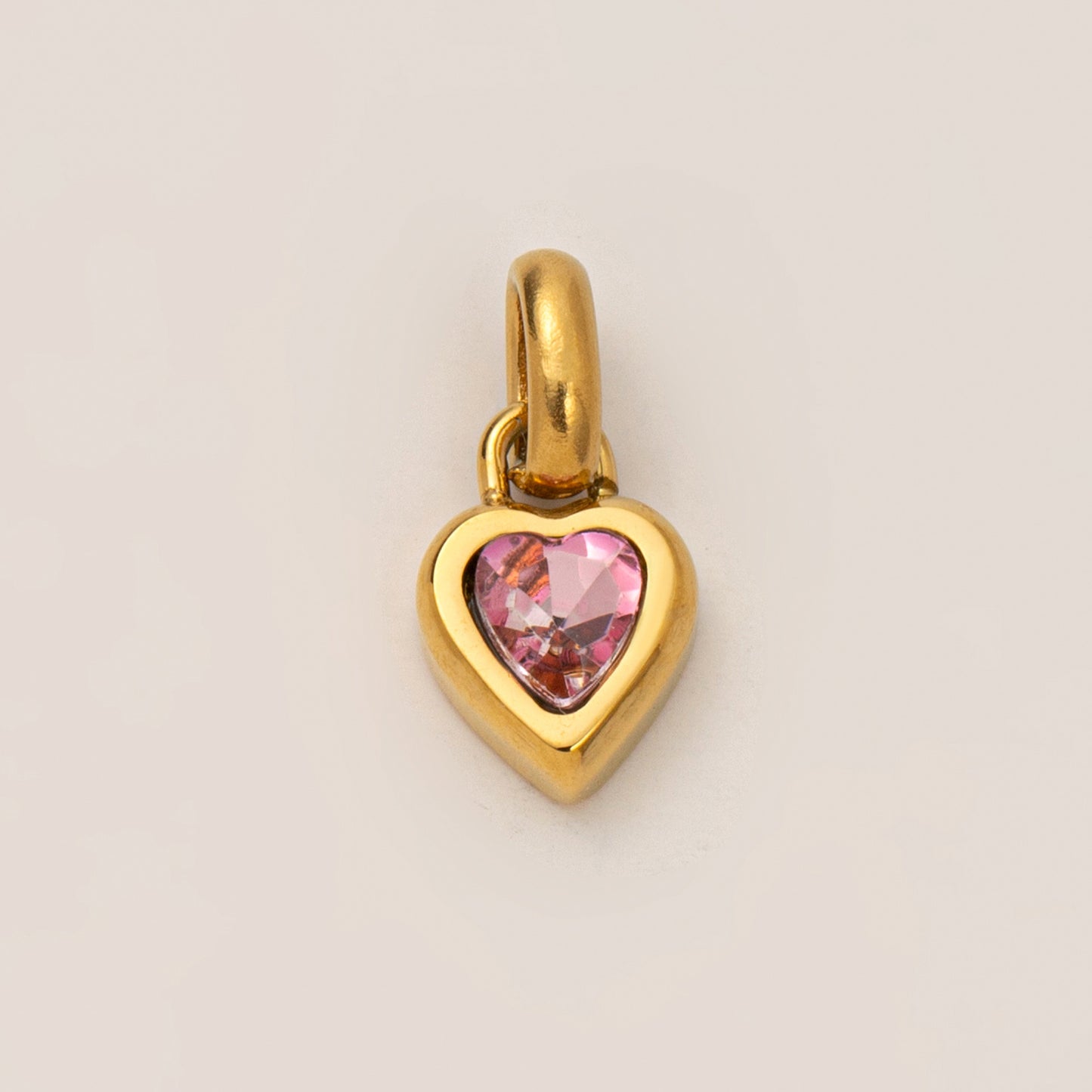 Minimalist Heart Letter Titanium Steel Plated Gemstone Pendant Charm Bar for Women