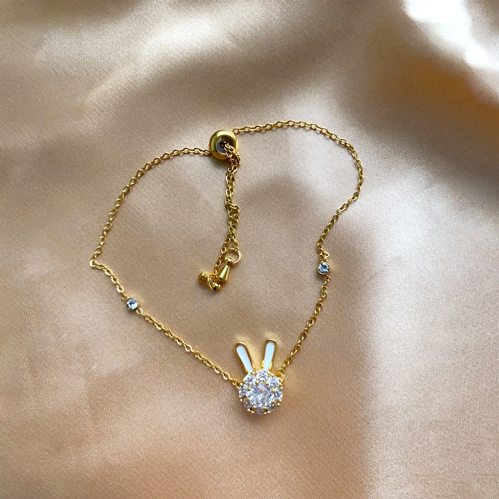 Original Design Rabbit Pendant Necklace in Titanium Steel with Plating Finish for Women and Men Spring Long Clavicle Chain Jewelry