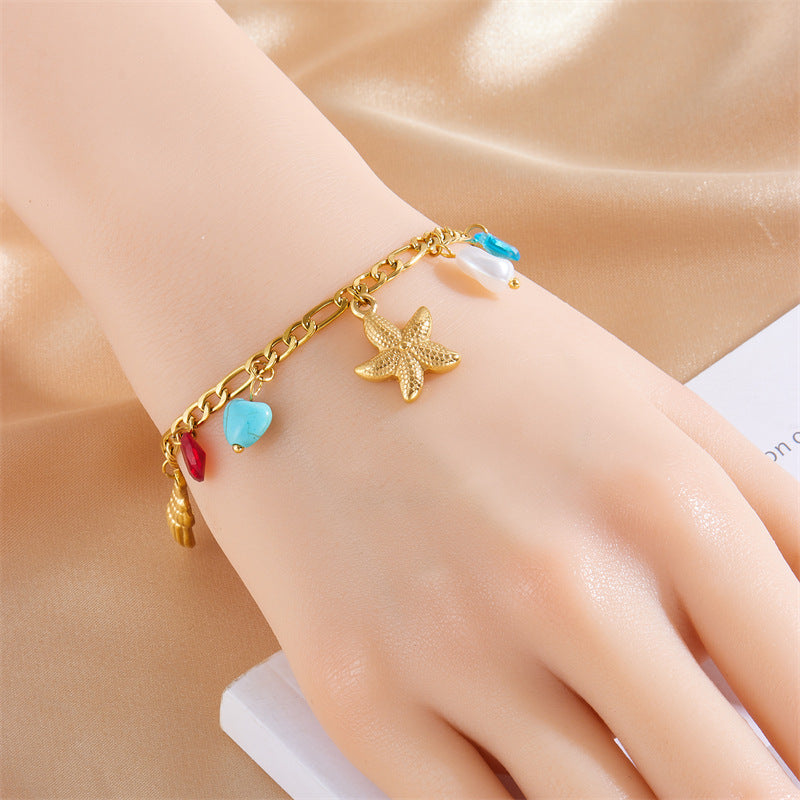 Gold Plated Stainless Steel Animal Pendant Bracelet for Women