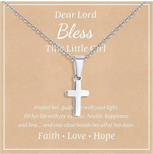 Elegant Business Geometric Cross Pendant Stainless Steel PVD Cable Chain Necklace Unisex