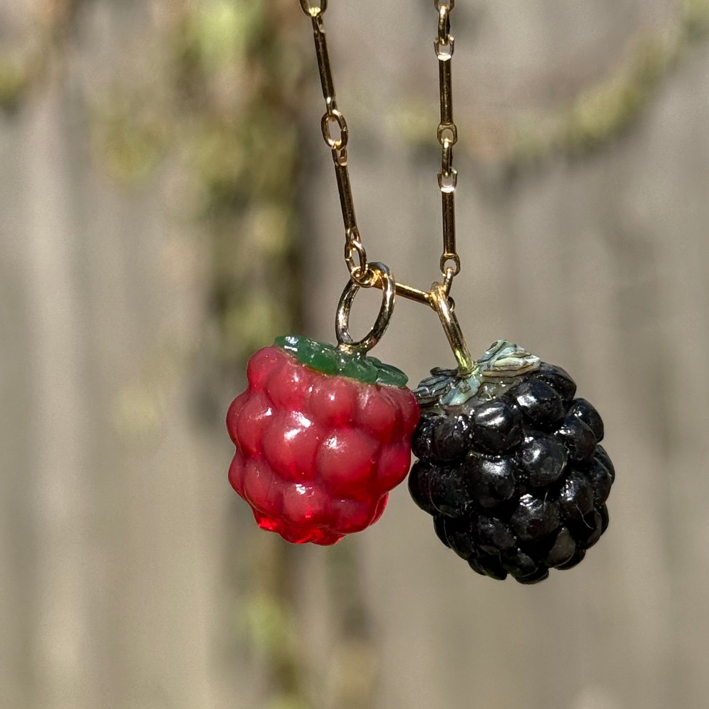 Fruit Charm Bar Brass Plated Corn Chain Necklace Unisex 9g