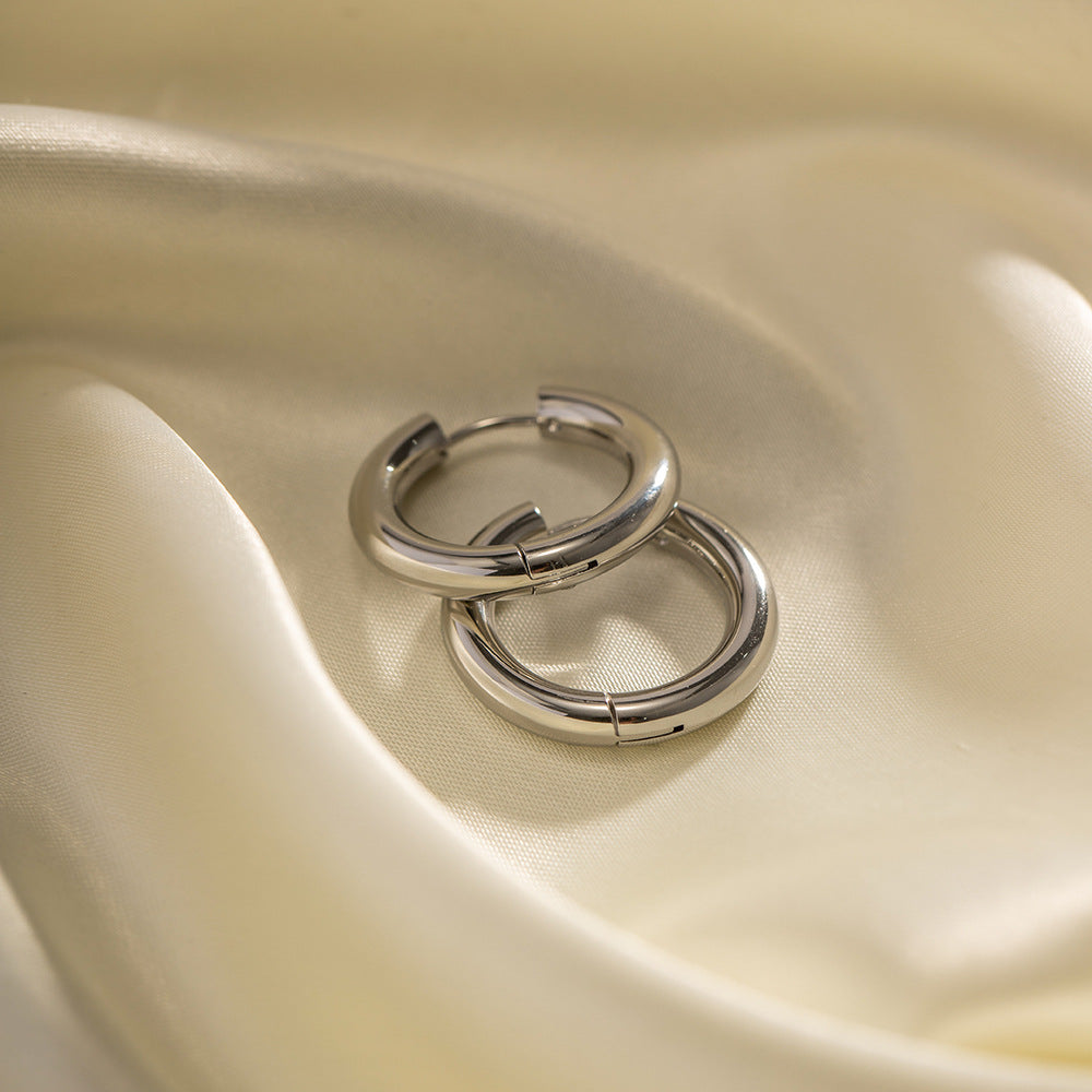 Minimalist Geometric Stainless Steel Hoop Earrings for Women with Plated Finish, Hypoallergenic and Fade-Resistant