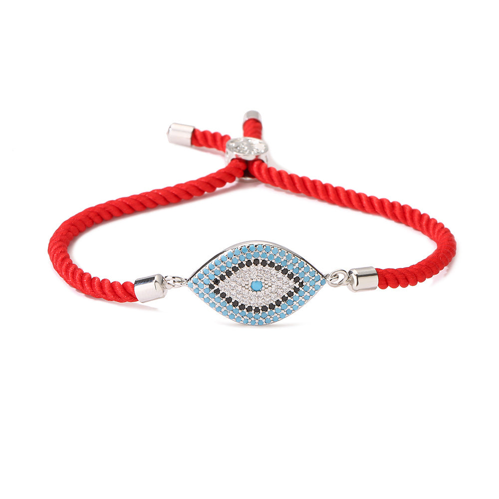 Geometric Evil Eye Bracelet for Women in Copper with Real Gold Plating and Zircon Inlay
