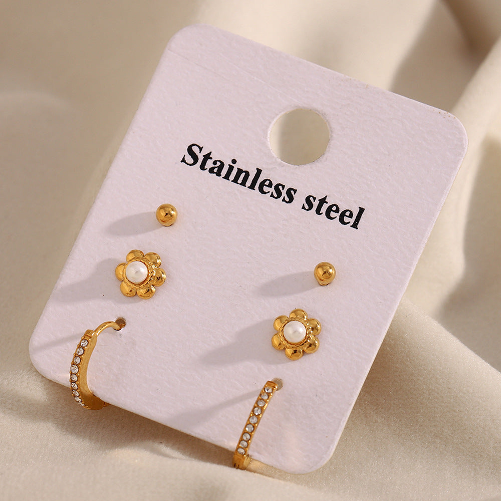 Pendientes Minimalistas Geométricos de Acero Inoxidable con Baño de Oro de 18K, Dijes de Estrella y Paraguas, y Diseño de Aro