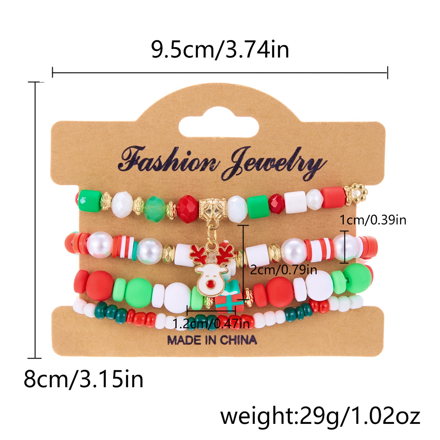 Ins Style Alphabet Beaded Bracelet Set with Polymer Clay Snowman and Santa Charms for Women