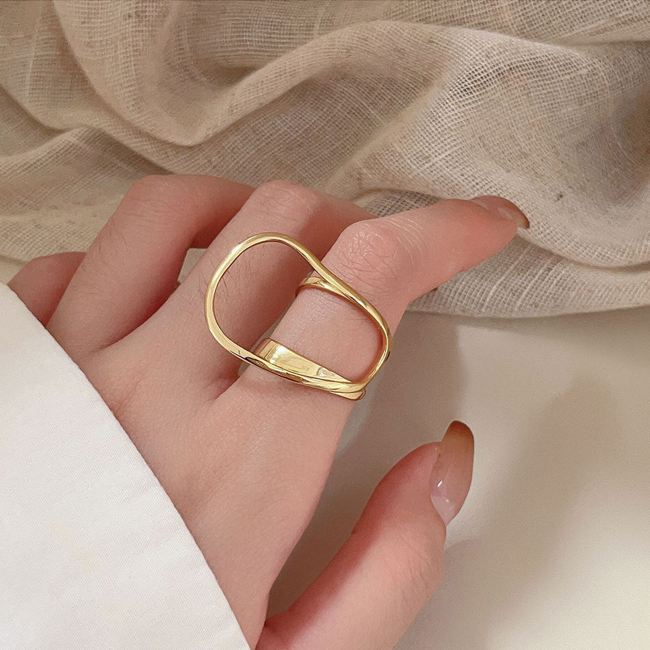 Minimalist Punk 925 Sterling Silver Oval Geometric Ring