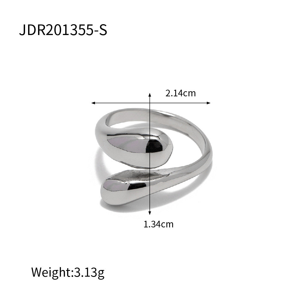 Conjunto de Pulsera de Acero Inoxidable a la Moda con Anillo de Acero de Titanio y Pendientes en Forma de Gota para Mujer