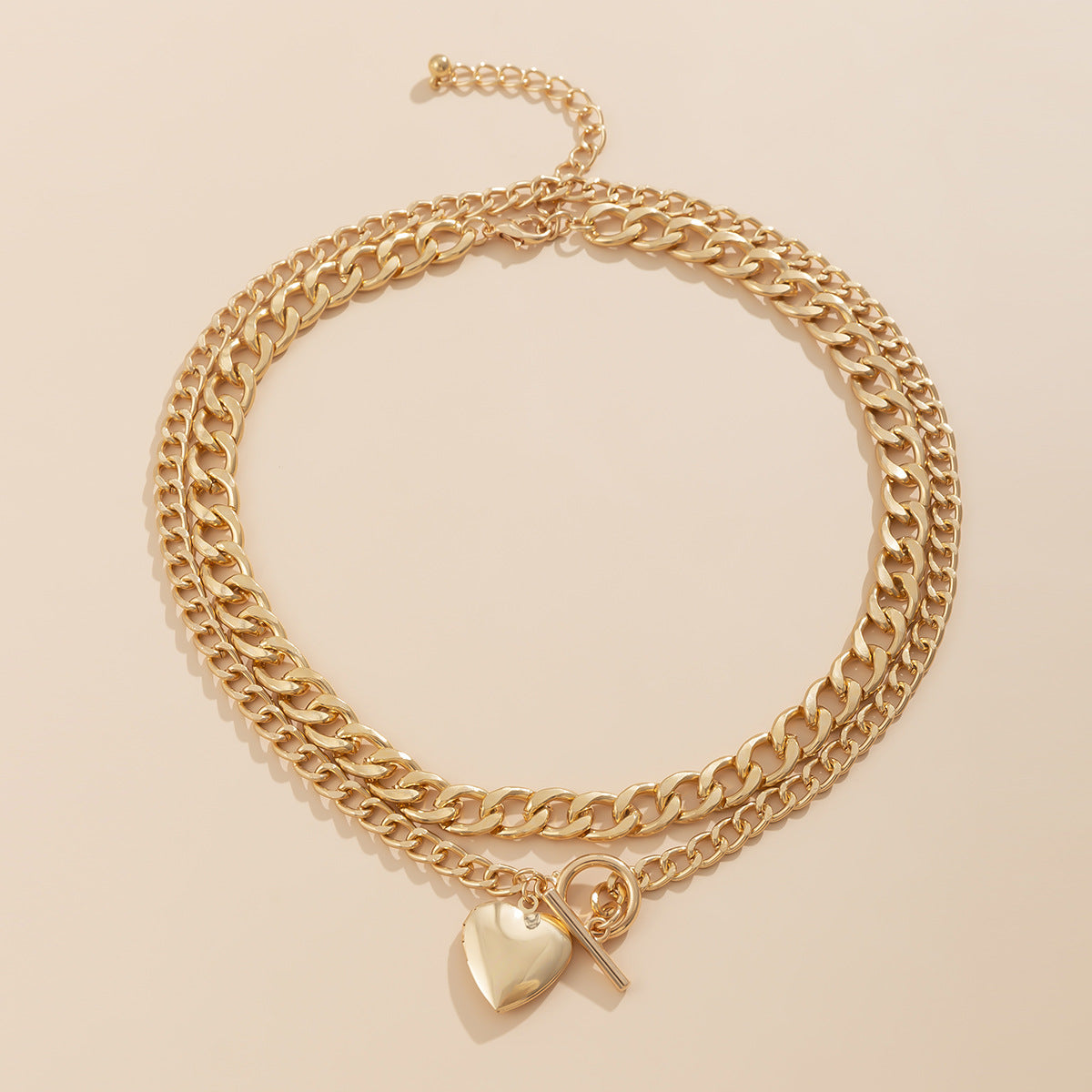 Punk Vintage Heart Alloy Plated Layered Necklace for Women