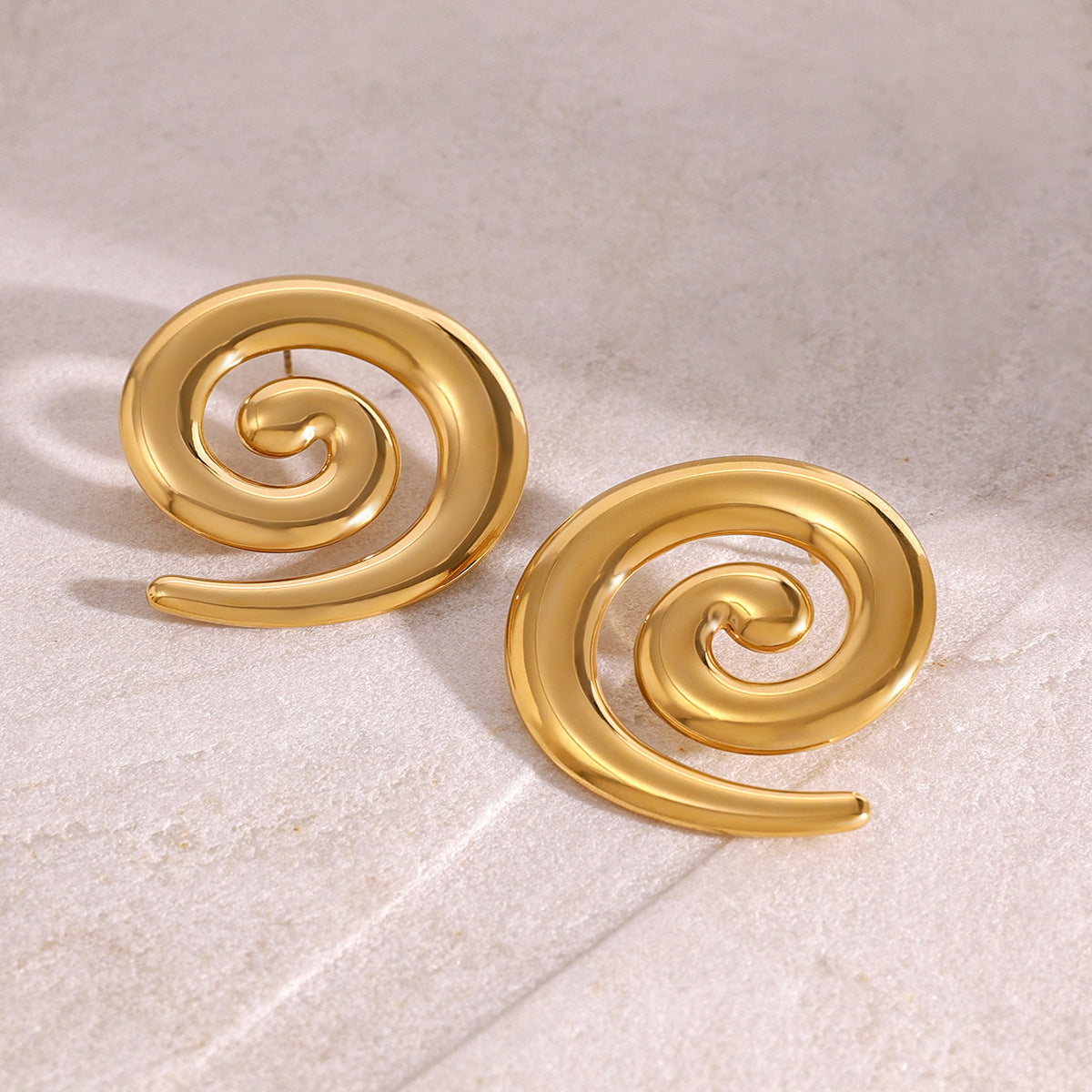Minimalist Geometric Stainless Steel Earrings with 18K Gold Plating, Hypoallergenic Tungsten Steel Ear Studs for Women
