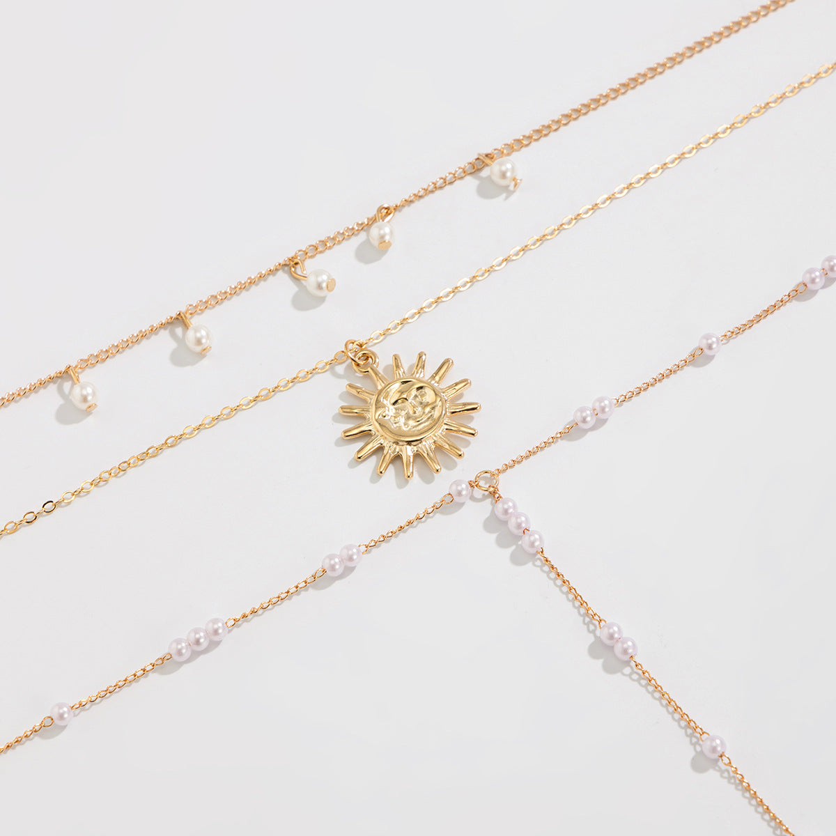 Collar con colgante de cruz minimalista de concha y cadena en forma de Y con perlas para mujer