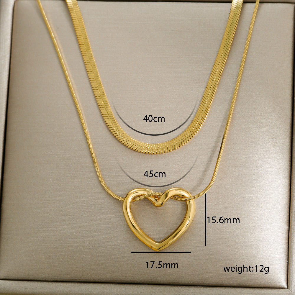 Collana corta a strati in acciaio inossidabile placcato con ciondolo a rosa floreale minimalista da donna con catena a lama