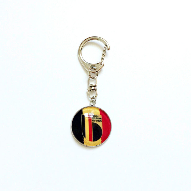 Sporty Round Stainless Steel Keychain National Football Team Souvenir Gift
