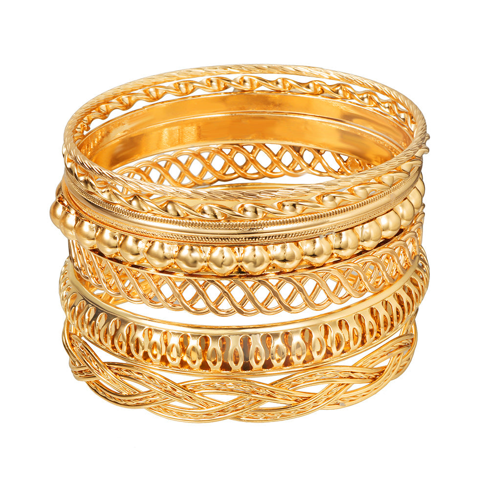 Bohemian Multi-Layer Plated Alloy Bracelet Set for Women