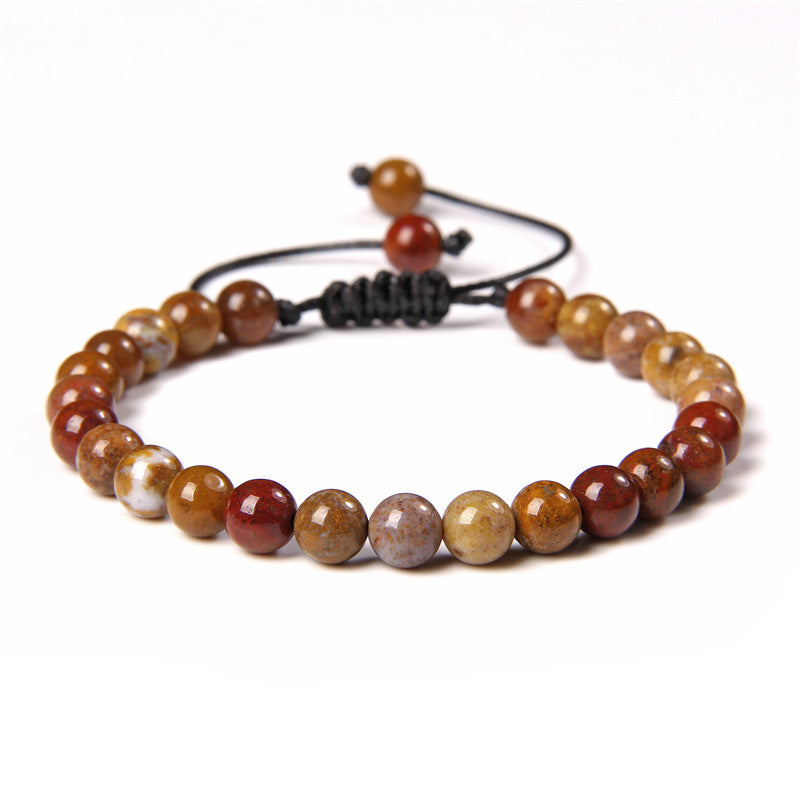 Sweet Sporty Geometric Natural White Crystal Stretch Bracelet 6mm Unisex Handmade Energy Bangle