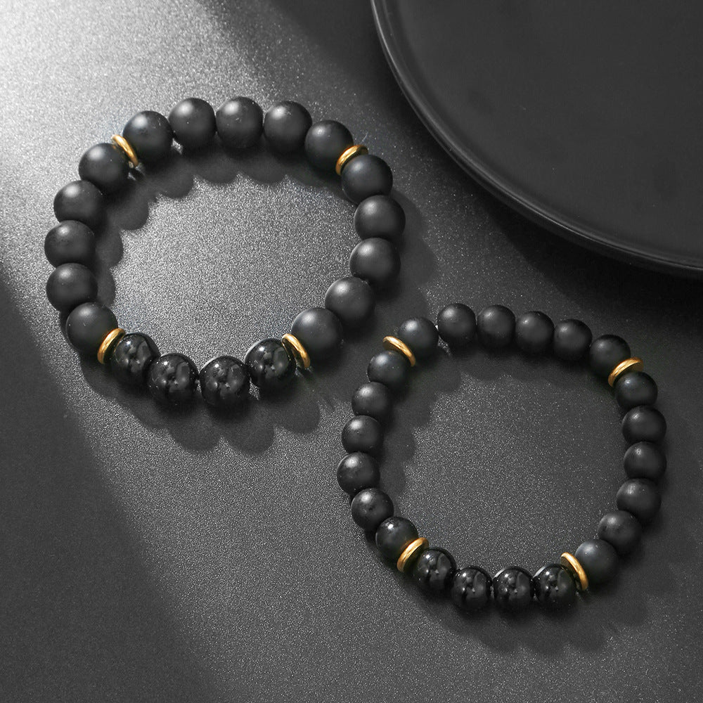 Exotic Ethnic Minimalist Black Agate Handmade Beaded Bracelet Unisex