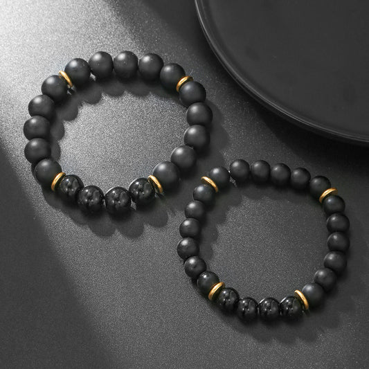 Exotic Ethnic Minimalist Black Agate Handmade Beaded Bracelet Unisex