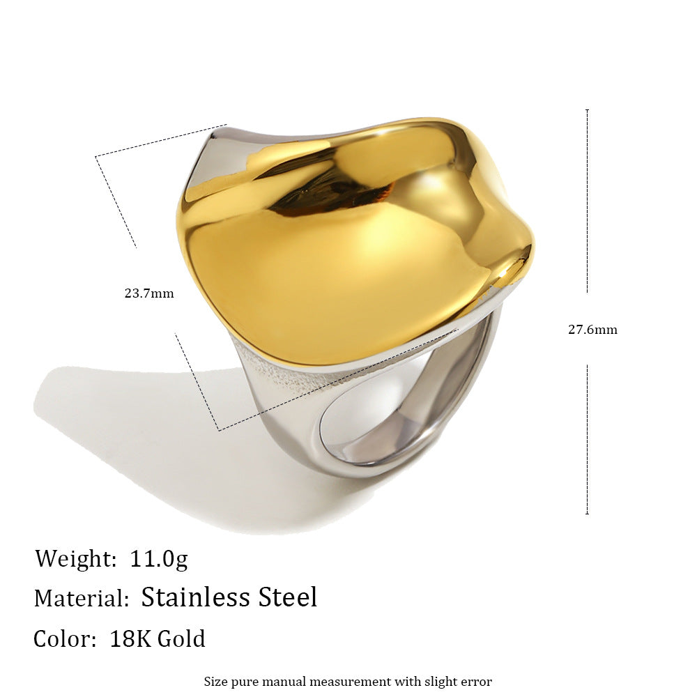 Anello in Acciaio Inox Geometrico Minimalista con Placcatura in Oro 18K da Donna