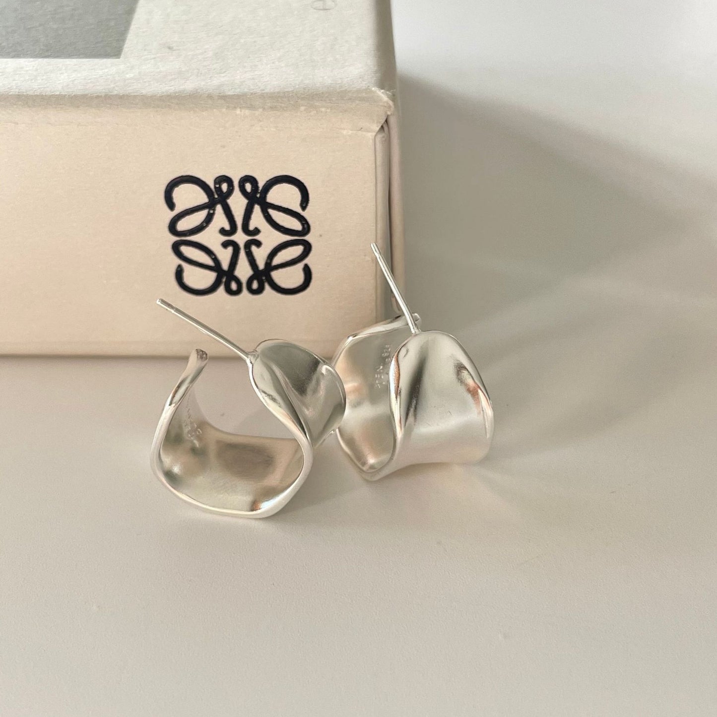 Minimalist Matte Silver Hoop Earrings with Micro-Pave Setting in 925 Sterling Silver