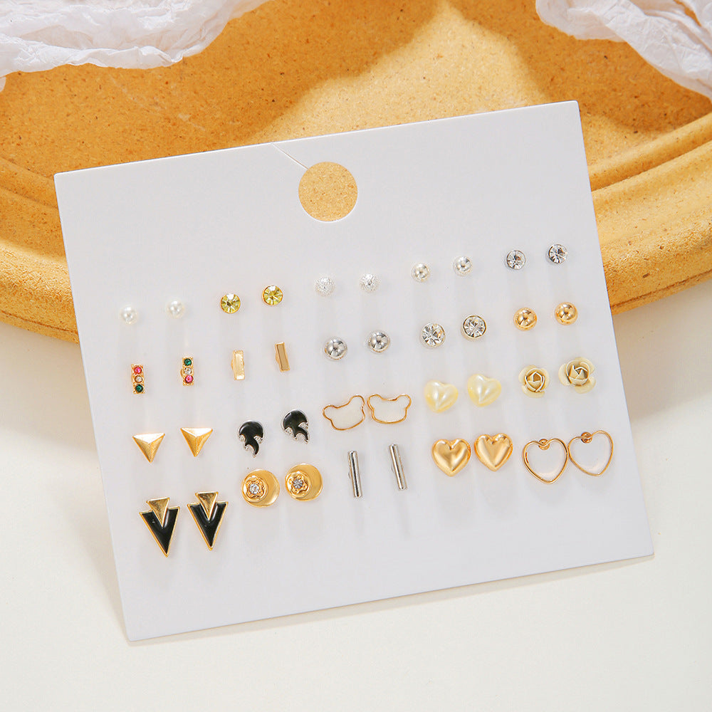 Sweet Heart Geometric Alloy Plated Stud Earrings for Women