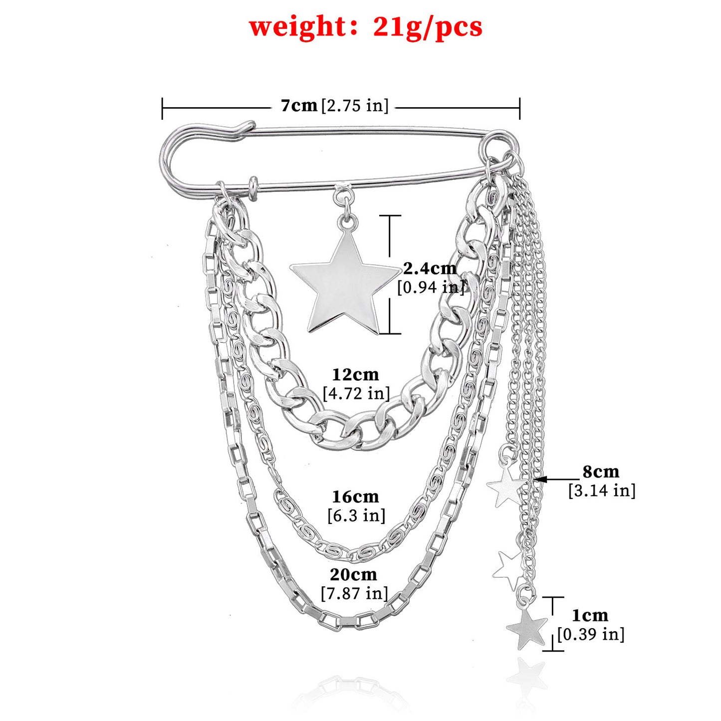 Hiphop Star-Shaped Brooch for Women Men Unisex Alloy Plated Geometric Design Fashion Jewelry Accessory